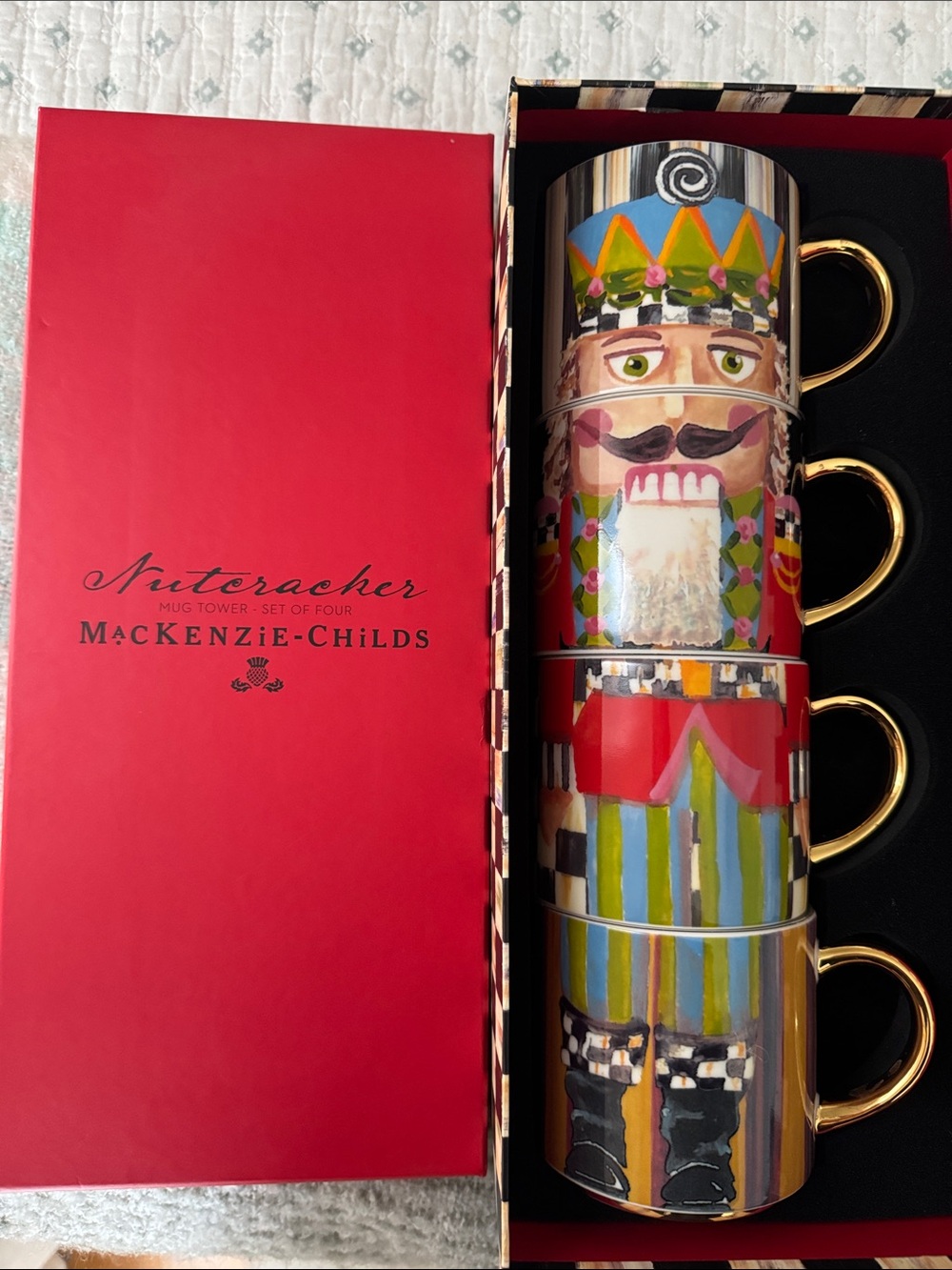 Mackenzie Childs nutcracker stackable mug set